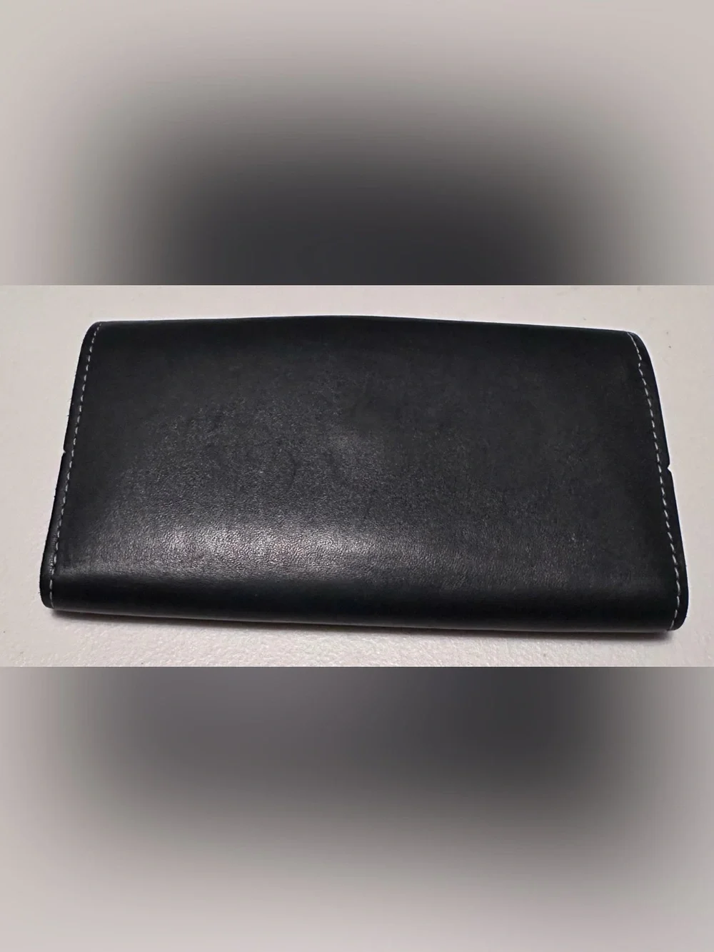Harley-Davidson Black Leather Tri-Fold Wallet with Metal Logo Snap